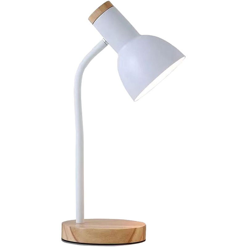 EDM - Lampe de Lampe de bureau 32015 White Natural Wood Steel 40 w 12 x 17 x 45 cm - Marque : Produit - ean : 8425998320152