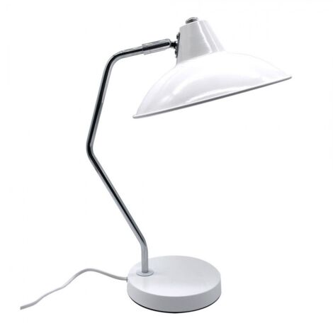 Lampe de bureau Elian 1xe27 blanc/chrome 44x24x35 cm réglable et articulée