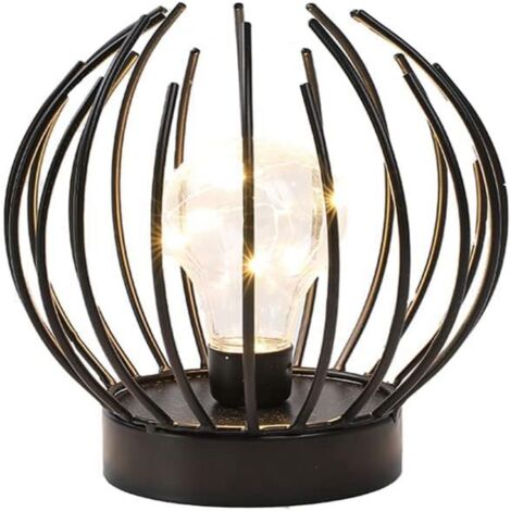 Lampe de bureau en forme de cage métallique, sans fil, à piles
