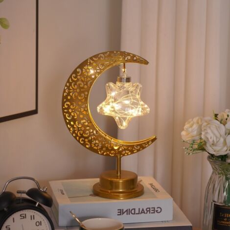 Lampe de bureau en forme de lune enchanteresse, lampe décorative pour le salon aux tons chauds, fonctionne sur piles