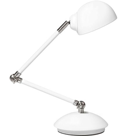 Lampe de Bureau en Métal Blanc avec Abat-jour et Bras Réglables E27 Max 40W Design Moderne pour Chambre ou Coin Lecture au Style Scandinave Beliani - Blanc