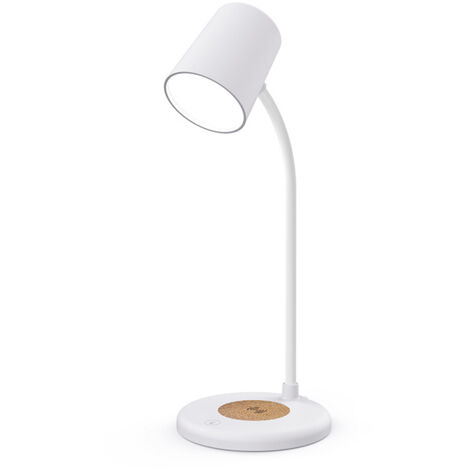 Lampe de bureau en métal, enceinte Bluetooth multifonctionnelle, lampe de bureau à charge rapide sans fil, variateur à trois niveaux (blanc)