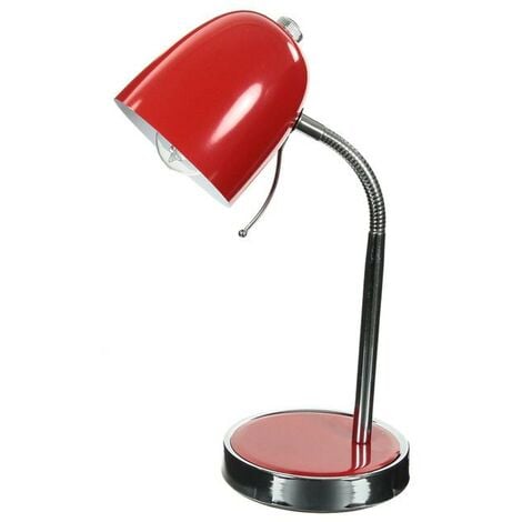 Lampe de bureau tôle fer rouge bordeaux avec flexible orientable vintage