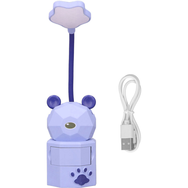 Lampe de bureau enfant design cartoon, flexible à 360°, lumière chaude, protection des yeux, matériau ABS non toxique, idéale pour la lecture - Violet
