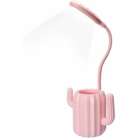 Lampe de Bureau Enfant, Lampe de Bureau LED Tactile Dimmable Lampe Chevet Lecture Chargeable Desk Lamp Sans Fil Porte-Stylo - Rose-Fei Yu