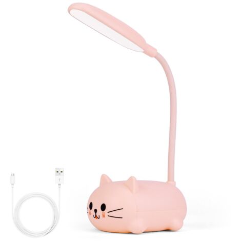Lampe de Bureau Enfant, Veilleuse BéBé, Veilleuse Pliable Mini Chat, Lampe de Lecture avec Capteur Tactile, 4000K, Rechargeable, pour Decoration Chambre Fille, Chambre Enfant