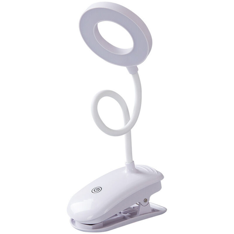 Fitags - Lampe de bureau flexible à col de cygne avec pince, variateur tactile, pour lit, bureau et ordinateur - Blanc chaud