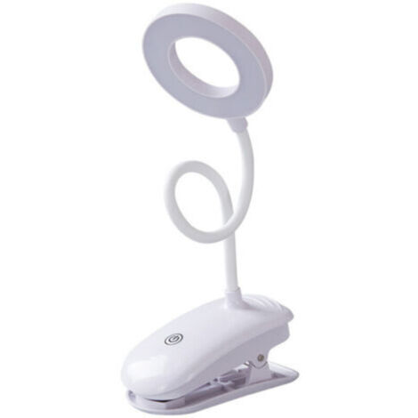 Lampe de bureau flexible à col de cygne avec pince, variateur tactile, pour lit, bureau et ordinateur - Blanc chaud