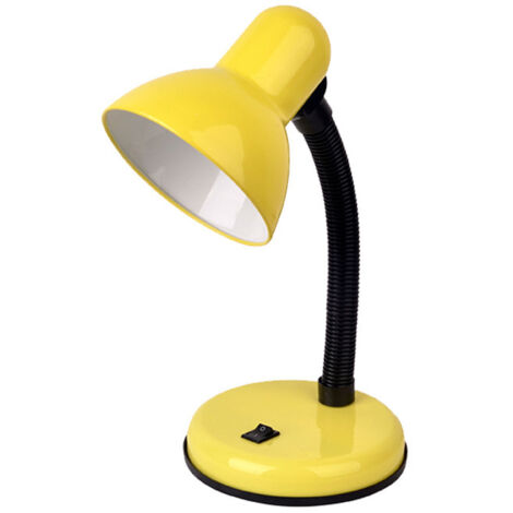 Lampe de bureau flexible classique et confortable pour les yeux, idéale pour les enfants, les études, la lecture, le travail, le bureau, la table de chevet, petite lampe de bureau, jaune.