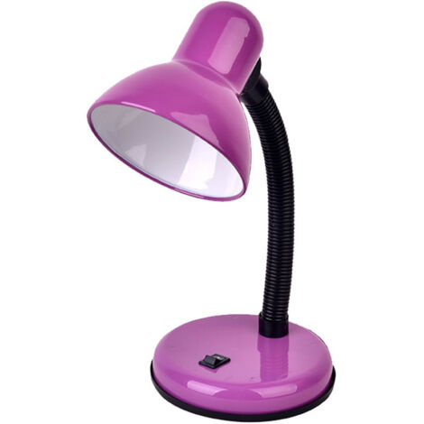 Lampe de bureau flexible classique et confortable pour les yeux, idéale pour les enfants, les études, la lecture, le travail, le bureau, la table de chevet, petite lampe de bureau, violette
