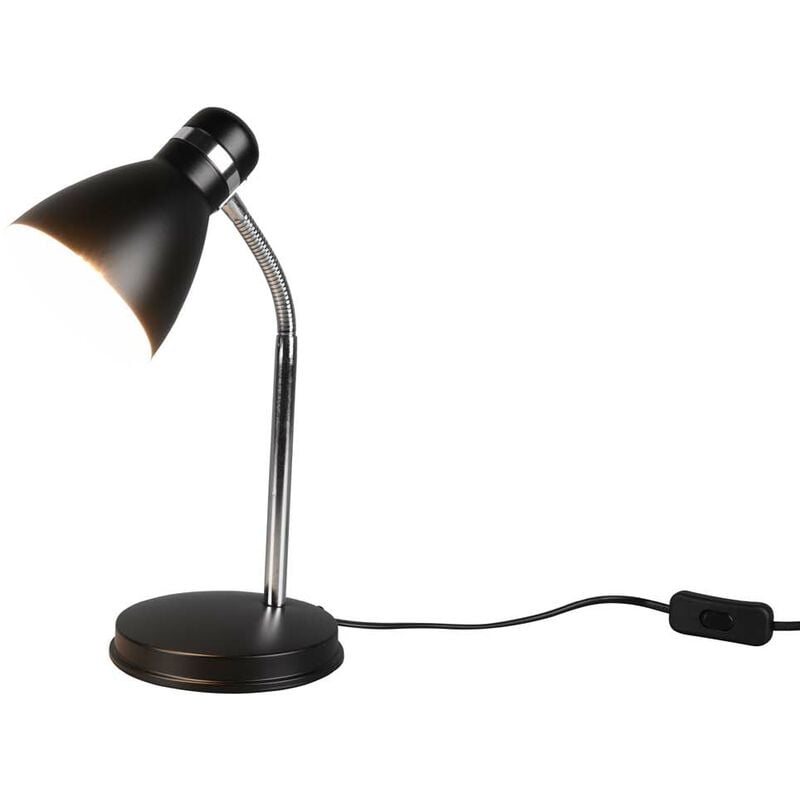 Frankystar - Lampe de bureau Harvey en métal noir et chromé, flexible, h. 33 cm