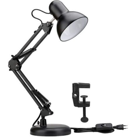 Lampe de Bureau - Industrielle - E27 - Noir - Articulée - 40W