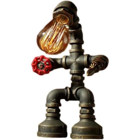 Lampe de Bureau Industrielle Fer Bronze Style Vintage Pipe E27 Chambre Bar