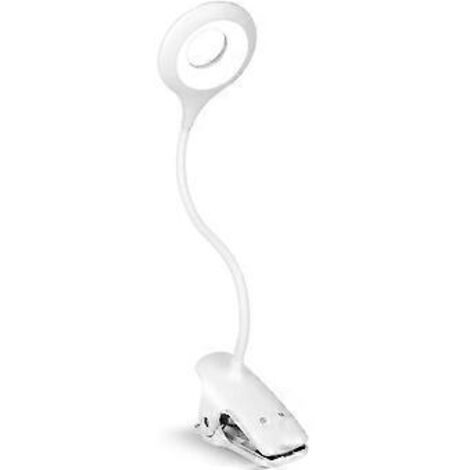 Lampe de bureau intelligente avec éclairage de lecture respectueux des yeux, pince robuste et bras flexible pour le bureau, la chambre et les loisirs créatifs (blanc, plusieurs modes d'éclairage, USB)
