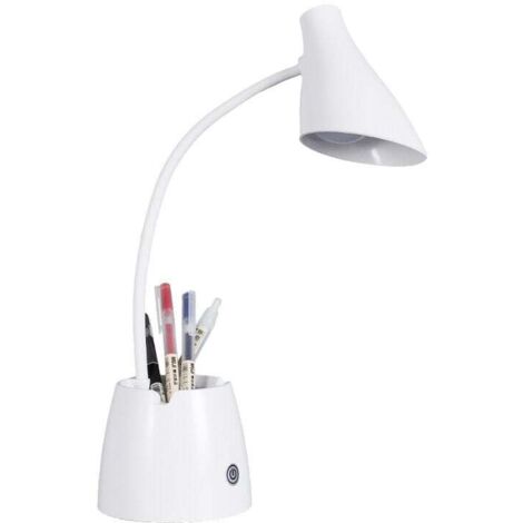 Lampe de Bureau, Lampe de Bureau Led Dimmable avec 3 Modes d'éclairage, 2000mAh Rechargeable Lampe Bureau Enfant avec Porte-stylo et Support Téléphone, Protection des Yeux et Col de Cygne Flexible