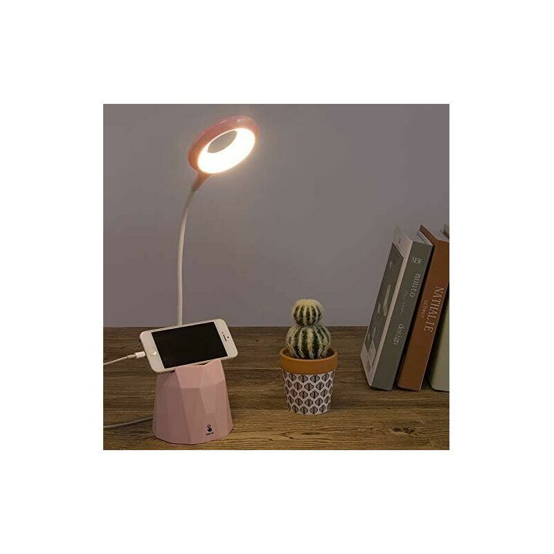 Lampe de Bureau, Lampe de Bureau Led Dimmable, Lampe de Table pour Protéger les Yeux des Enfants avec 3 Modes d'éclairage (rose)