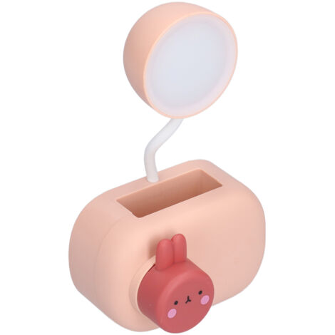 Lampe de Bureau Lapin LED avec Port USB et Aiguiseur à Crayons, Lumière Douce pour Enfants Rose