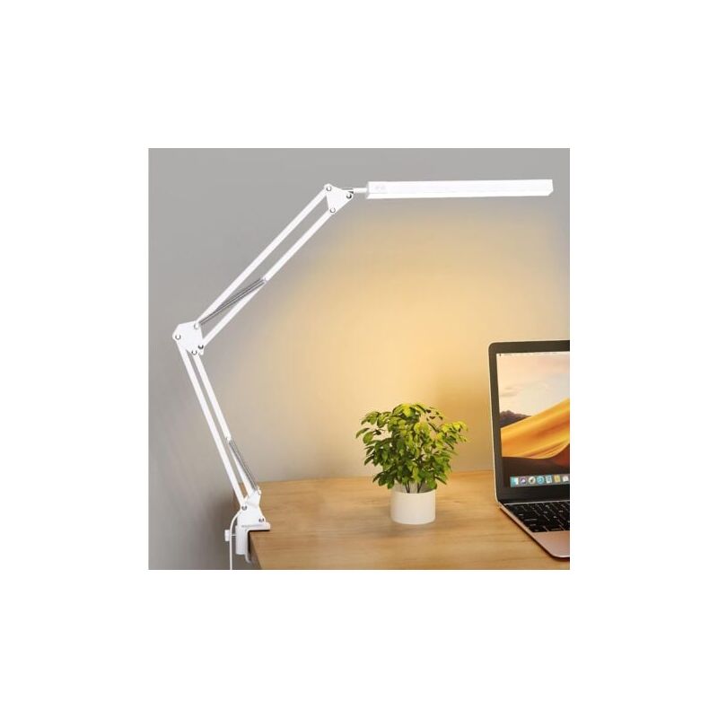 Gabrielle - Lampe de bureau led à bras long pour protection des yeux – Chambre à coucher, lecture, étude, travail, beauté, bras pliable, lampe à