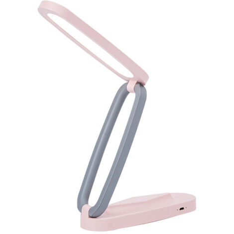 Lampe de bureau LED adaptée aux bureaux et à la maison, pliable et portable, 3 couleurs réglables, petite lampe de lecture sans fil (gris rose)