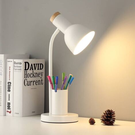 Lampe de bureau LED, ampoule non incluse, lampe de bureau à monter soi-même, lampe de chevet pour enfant (blanche)