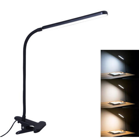 Lampe de bureau LED avec bras oscillant réglable et clip pour bande lumineuse afin de protéger les yeux lors de la lecture.