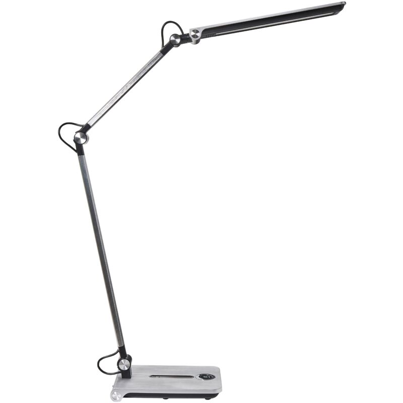 Lampe de Bureau LED avec Bras Réglable et Pivotant Variateur 5 Modes Minuterie Argentée Aquila