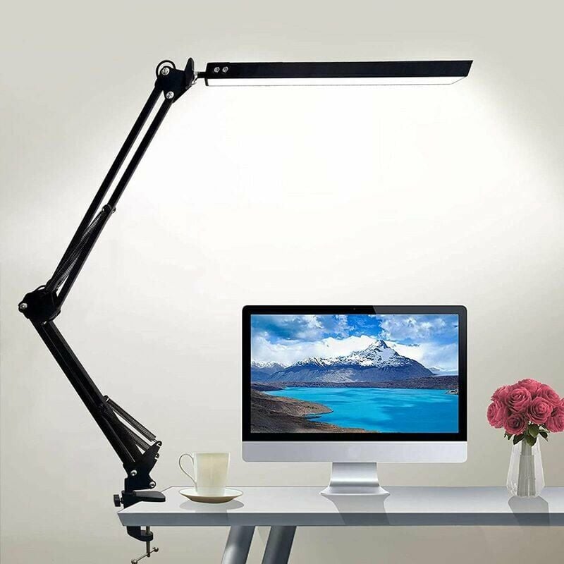 Dazzler - Lampe de bureau led avec pince Lampe d'architecte 3 couleurs avec bras pivotant Table de bureau