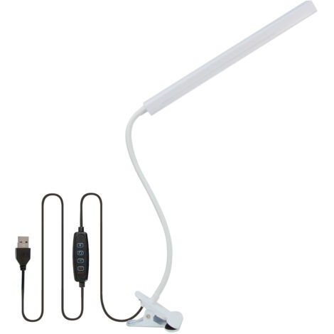 Lampe de bureau LED avec télécommande [Puissance lumineuse impressionnante] Lampe à pince de 37 cm, 3 couleurs et 10 niveaux de luminosité, flexible à 360° avec chargeur USB