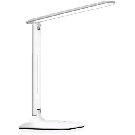 Lampe de Bureau LED Blanche 5W 5 Niveaux d’Intensité Lumière Réglable 5000K Lampe Orientable Pliable Contrôle Tactile Lumière Douce