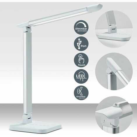 Lampe De Bureau Led Blanche Ra C Sine A C Clairage Luminaire Bureau Table Orientable Avec Port Usb Bkl1153