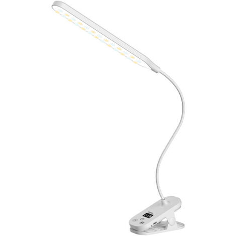 Lampe de bureau LED blanche rechargeable et réglable , lampe portable