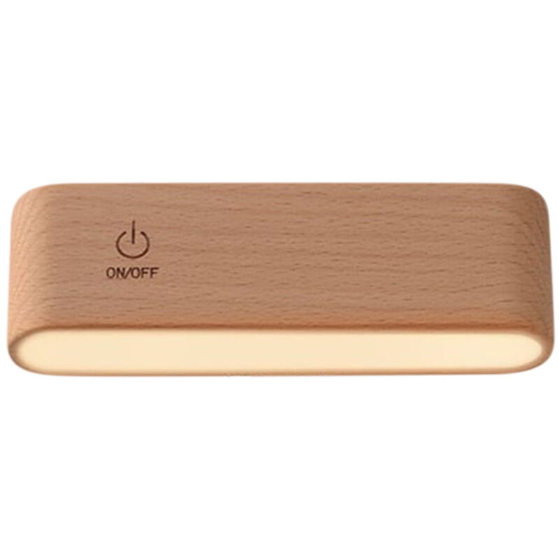 Lampe de bureau LED en bois massif, lampe murale moderne et non perforée, lampe de chevet sans câblage, lampe de table rotative à 360 degrés, lampe
