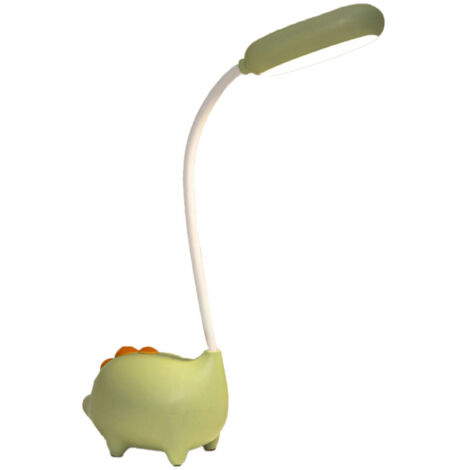 Lampe de bureau LED en forme de dinosaure, lampe de chevet rechargeable USB à intensité variable - Verte