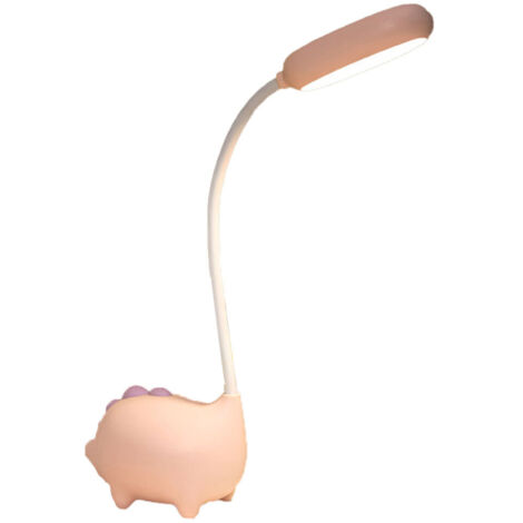 Lampe de bureau LED en forme de dinosaure, rechargeable par USB, lampe de chevet à intensité variable - rose
