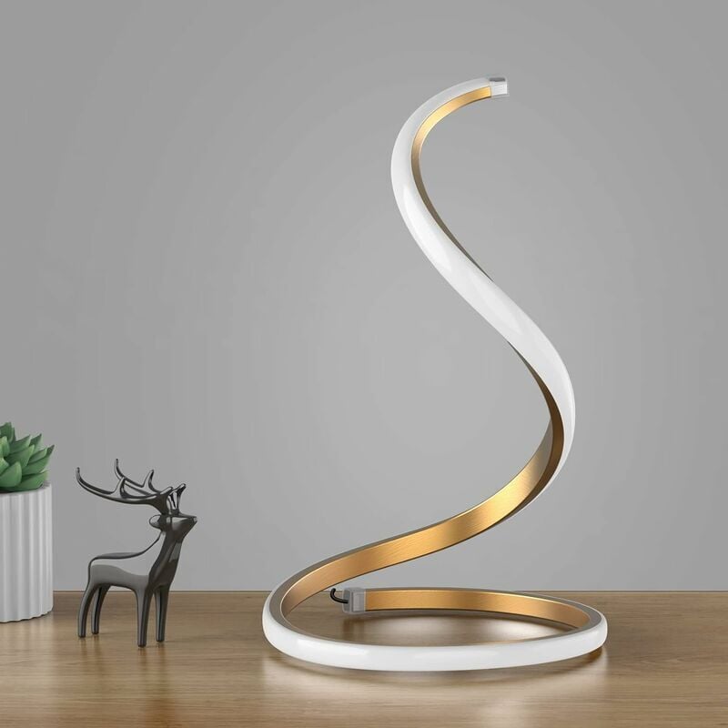 Start - Lampe de bureau led en spirale, lampe de bureau moderne 3 couleurs à intensité variable avec design d'éclairage minimaliste et contrôleur