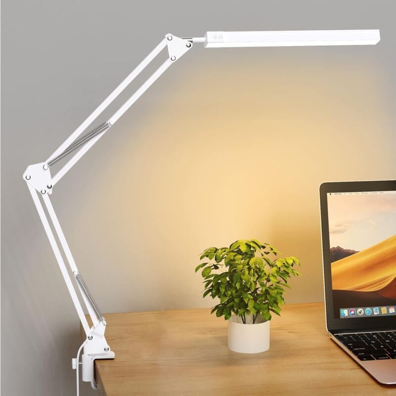 Lampe de Bureau led - Lampe Bureau led Puissante avec clip - Protection des yeux Lampe led Bureau - 3 modes d'éclairage x 10 niveaux de luminosité