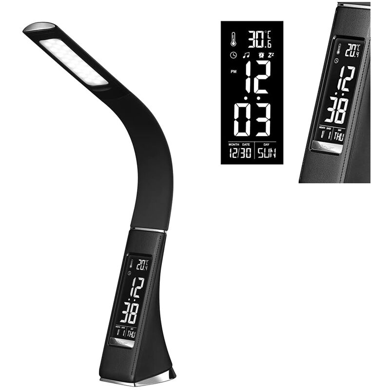 Sjqka - Lampe de Bureau Led, Lampe de Chevet Tactile avec 3 Niveaux de Luminosité, Lampe de Table led avec Écran à Intensité Variable(Noir)