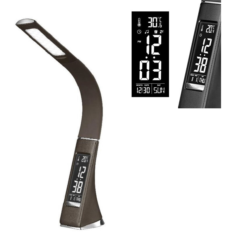 Sjqka - Lampe de Bureau Led, Lampe de Chevet Tactile avec 3 Niveaux de Luminosité, Lampe de Table led avec Écran à Intensité Variable(Brun)