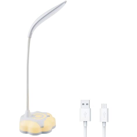 Lampe de bureau LED, lampe de lecture rechargeable avec port USB et lumière d'ambiance sur la base, 3 modes, commande tactil