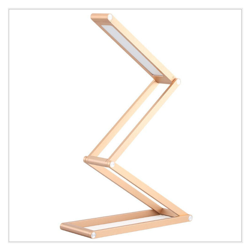 Sjqka - Lampe de bureau led , lampe de table rechargeable usb sans fil pliable, tête de lampe pivotante, 3 modes à intensité variable - Doré