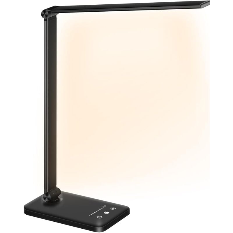 Tigrezy - Lampe de Bureau led, Lampes de Table Dimmable 10 Niveaux de Luminosité 5 Modes de Couleur, Contrôle Tactile Protection des Yeux, Avec Port