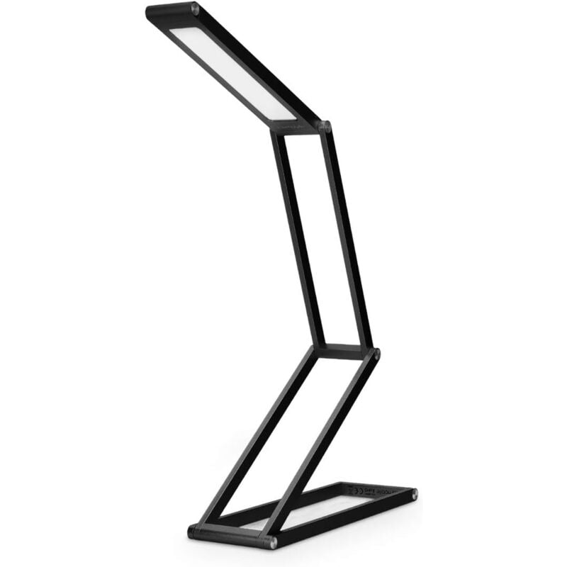 Litzee - Lampe de bureau led - Luminaire pliable en aluminium sans fil avec micro-USB et crochet amovible - Lumière table de nuit salon - Noir