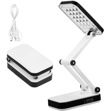 Lampe de bureau LED pliable, lampe de table blanche, lampe de chevet rechargeable