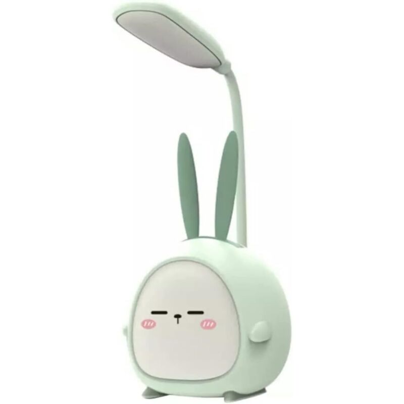 Lampe de bureau LED portable avec veilleuse, joli lapin, lampe de lecture pliable pour chambre à coucher, chambre d'enfant, étude (lapin vert)