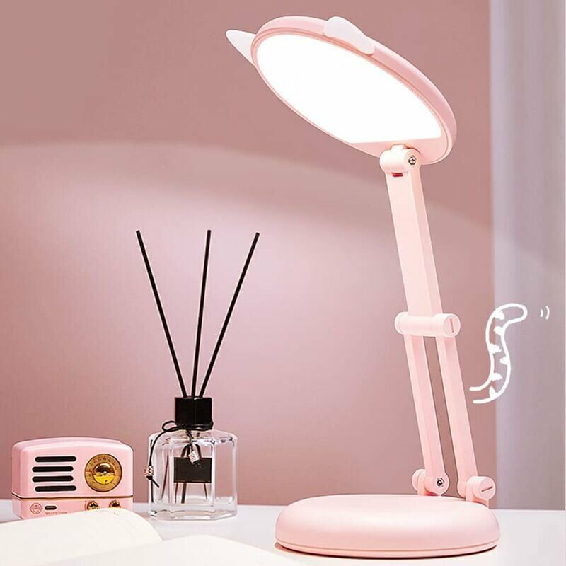 Lampe de bureau LED pour enfants, lampe de chevet oreille de chat rose pour filles, réglable