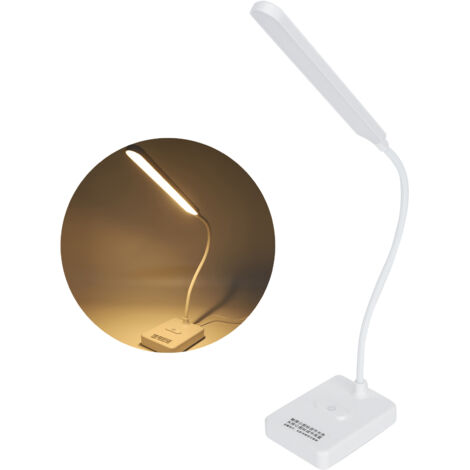 Lampe de Bureau LED Rechargeable USB, Flexible Gooseneck, 3 Intensités Lumineuses, Blanc Froid - 1901
