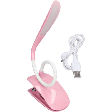 Lampe de bureau LED rechargeable USB, orientable à 360° avec pince, pour chambre ou espace de travail.