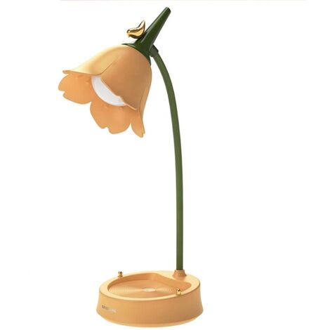 Lampe de bureau LED - Réglable en hauteur, trois niveaux de gradation, design à col de cygne, contrôle tactile de la luminosité, rechargeable, lampe de chevet compacte (bleu)
