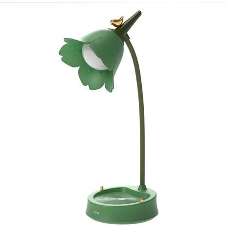 Lampe de bureau LED - Réglable en hauteur, trois niveaux de gradation, design à col de cygne, contrôle tactile de la luminosité, rechargeable, lampe de chevet compacte (Vert)