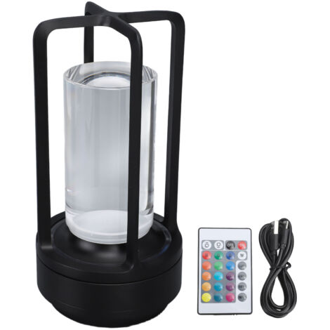 Lampe de Bureau LED Sans Fil avec Abat-Jour Cristal, 16 Températures de Couleur, Télécommande, Contrôle Tactile, RGB et Dimmable, Noir